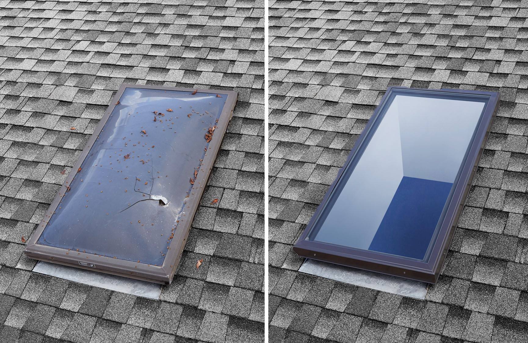 Before and after skylight replacement Torrance, CA