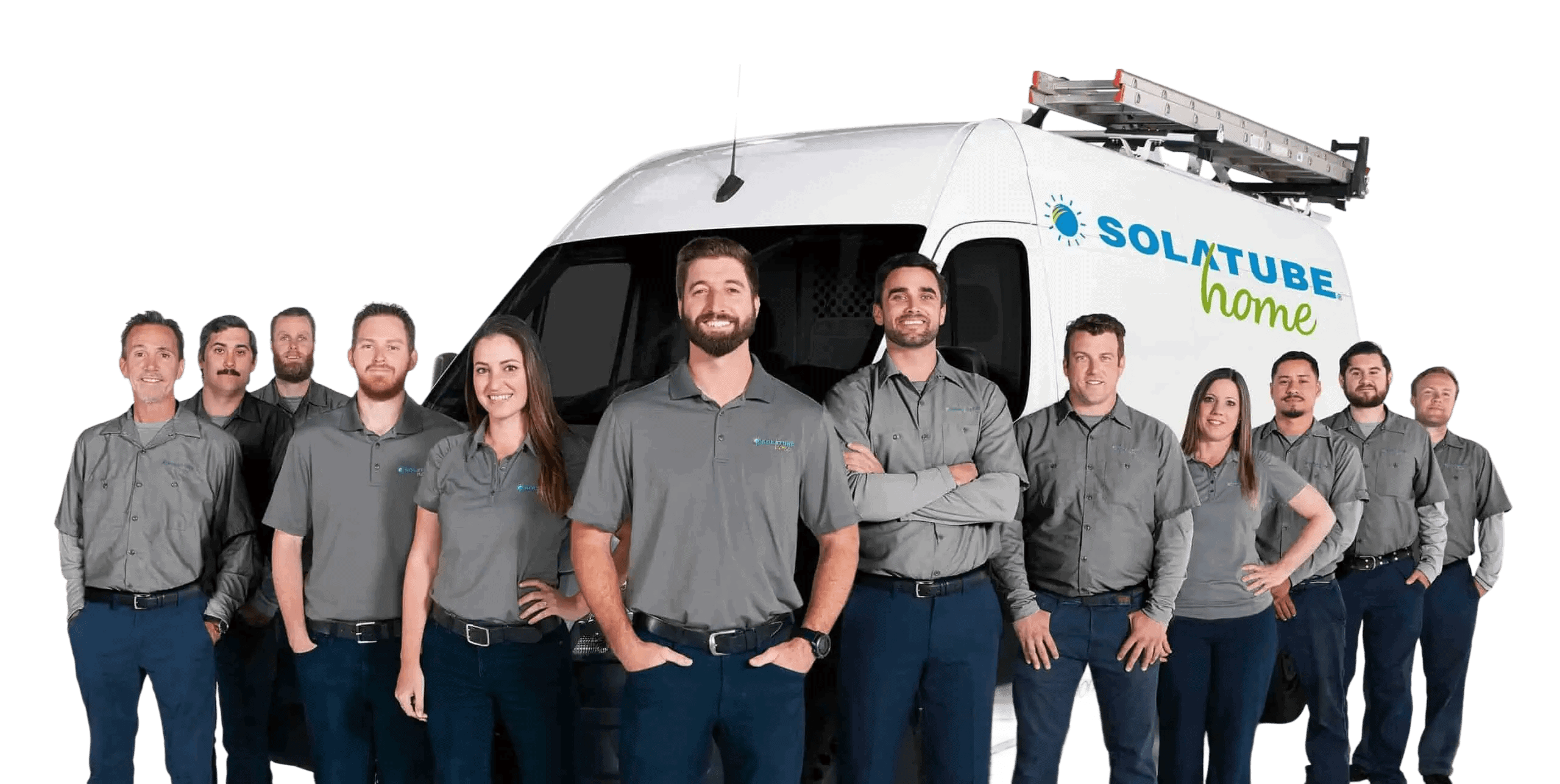 Solatube Home team standing in front of a van with the solatube home logo